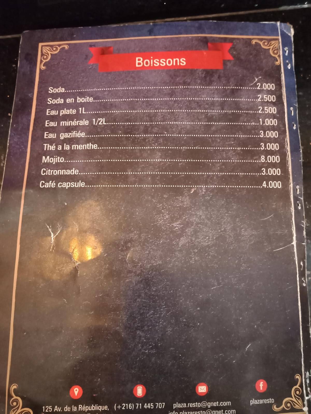Menu de Plaza Resto