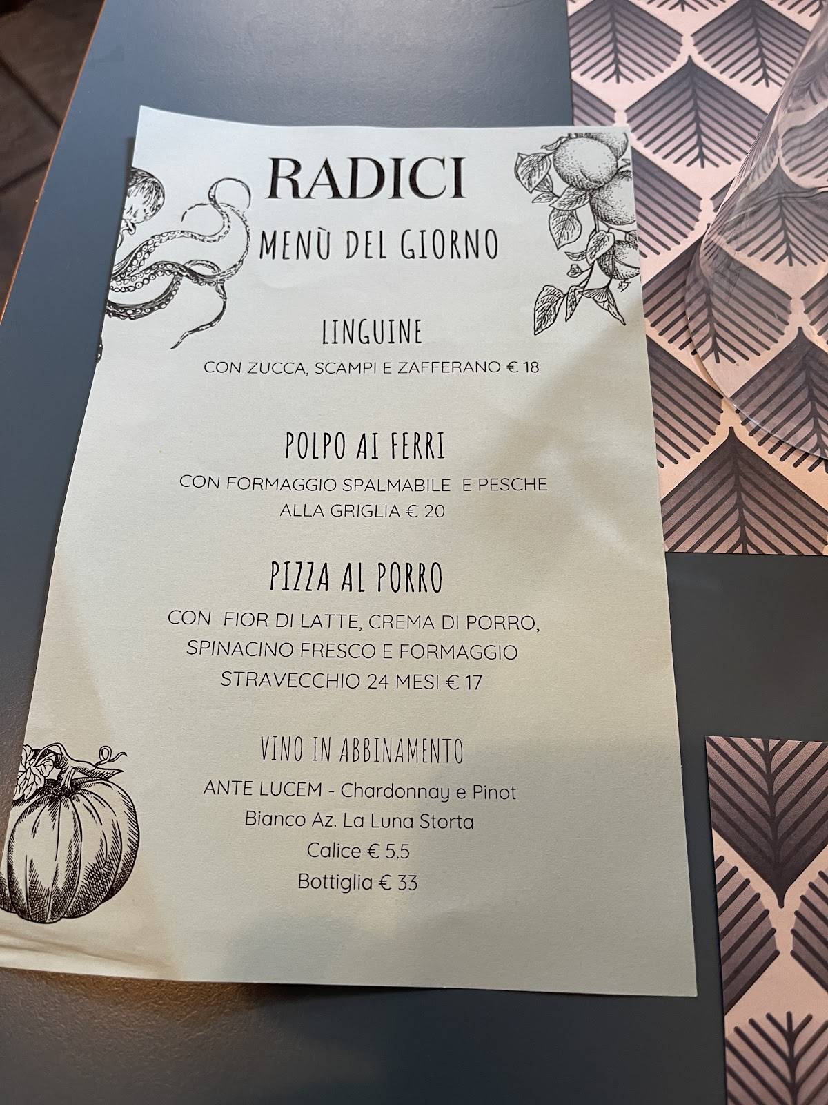 Menu di Radici 