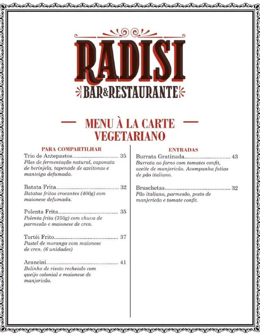 Radisi Bar & Restaurante cardápio