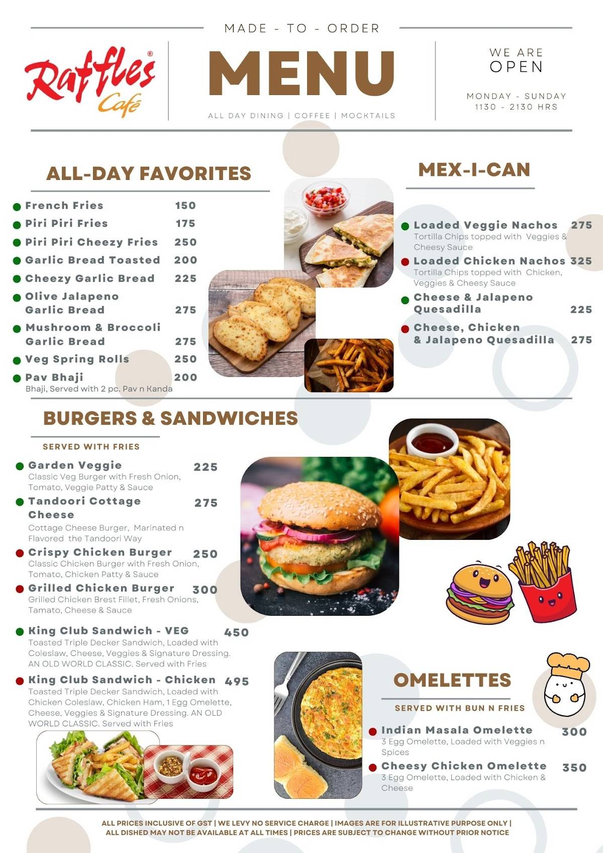 Raffles Cafe menu