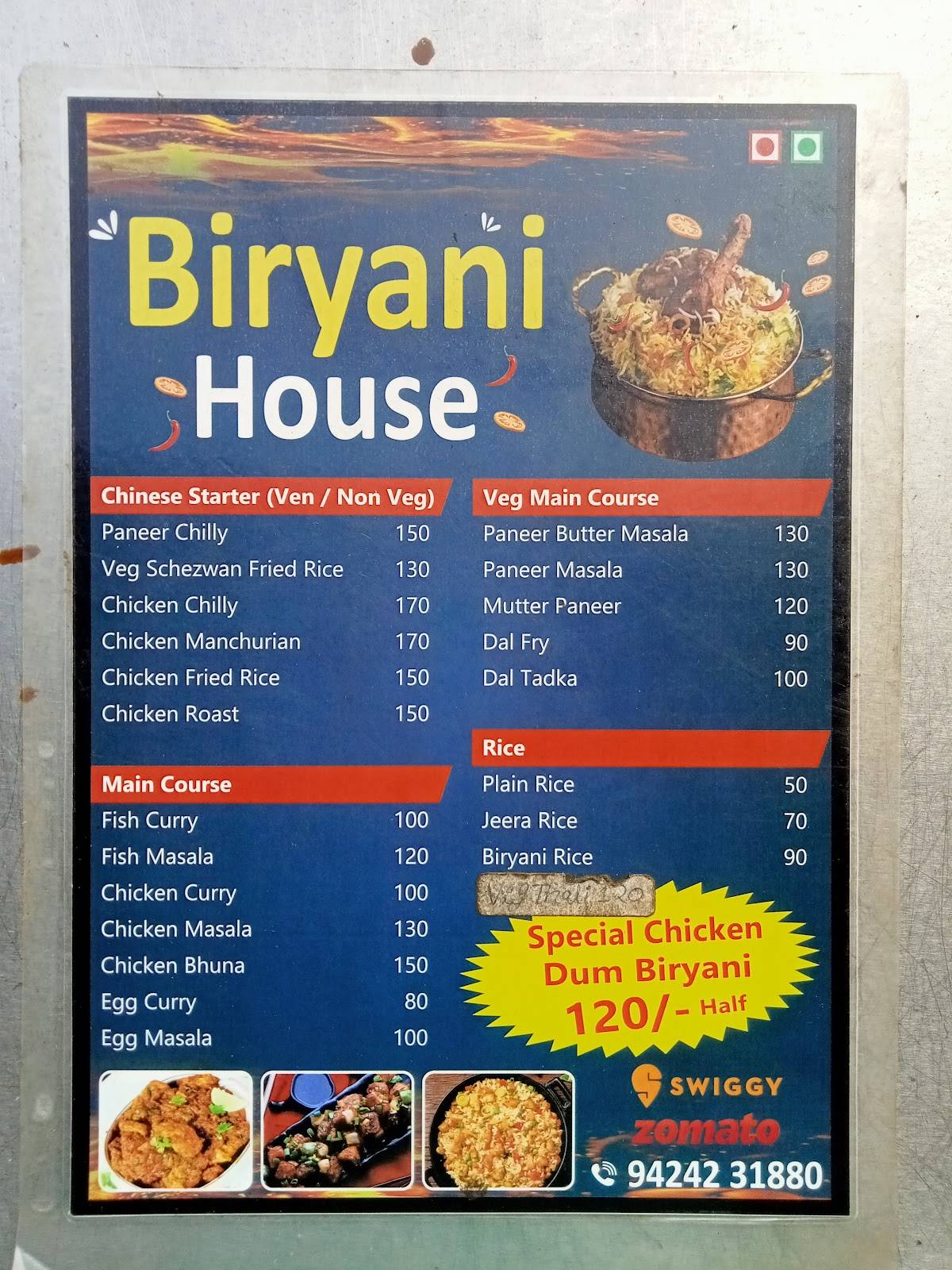 Biryani House menu