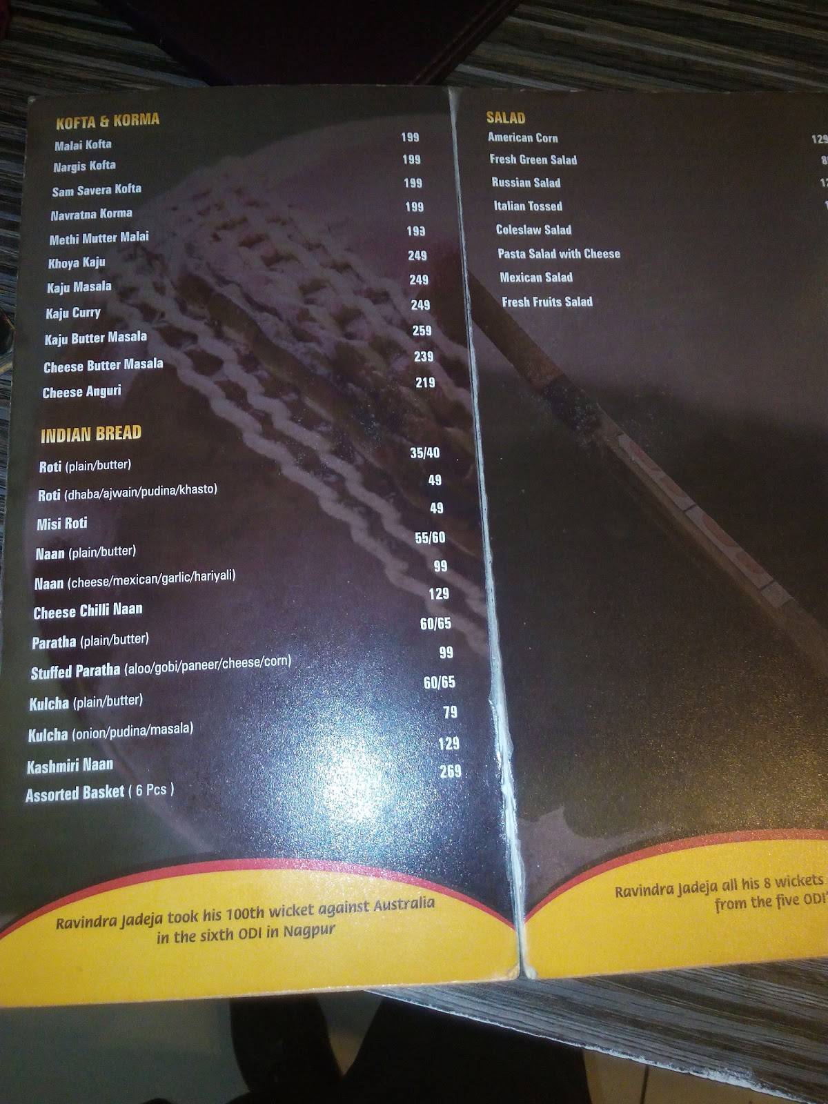Jaddu’s Food Field menu