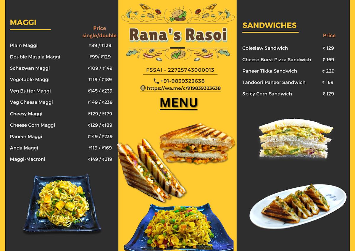 Rana's Rasoi Tiffin Service & Cloud Kitchen menu