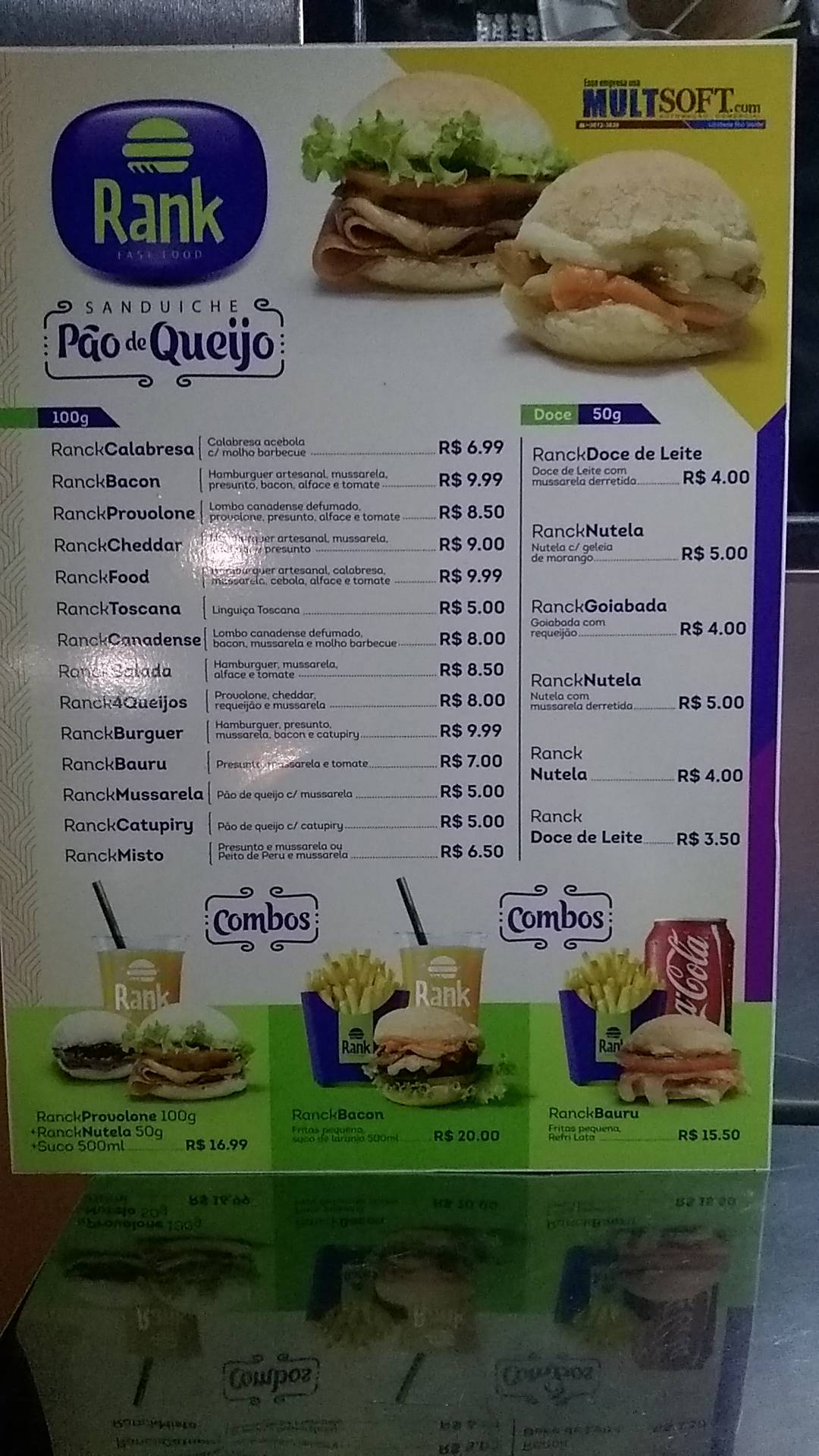 Rank Burguer cardápio