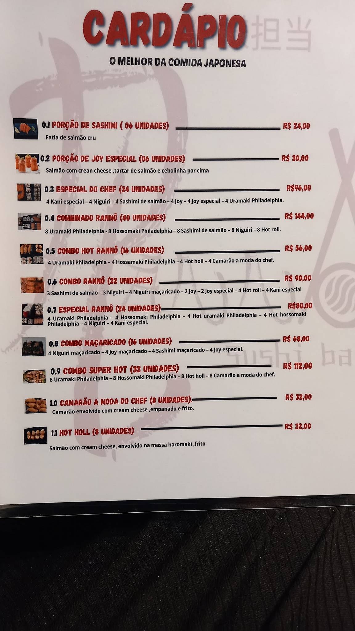Rannô sushi RP cardápio