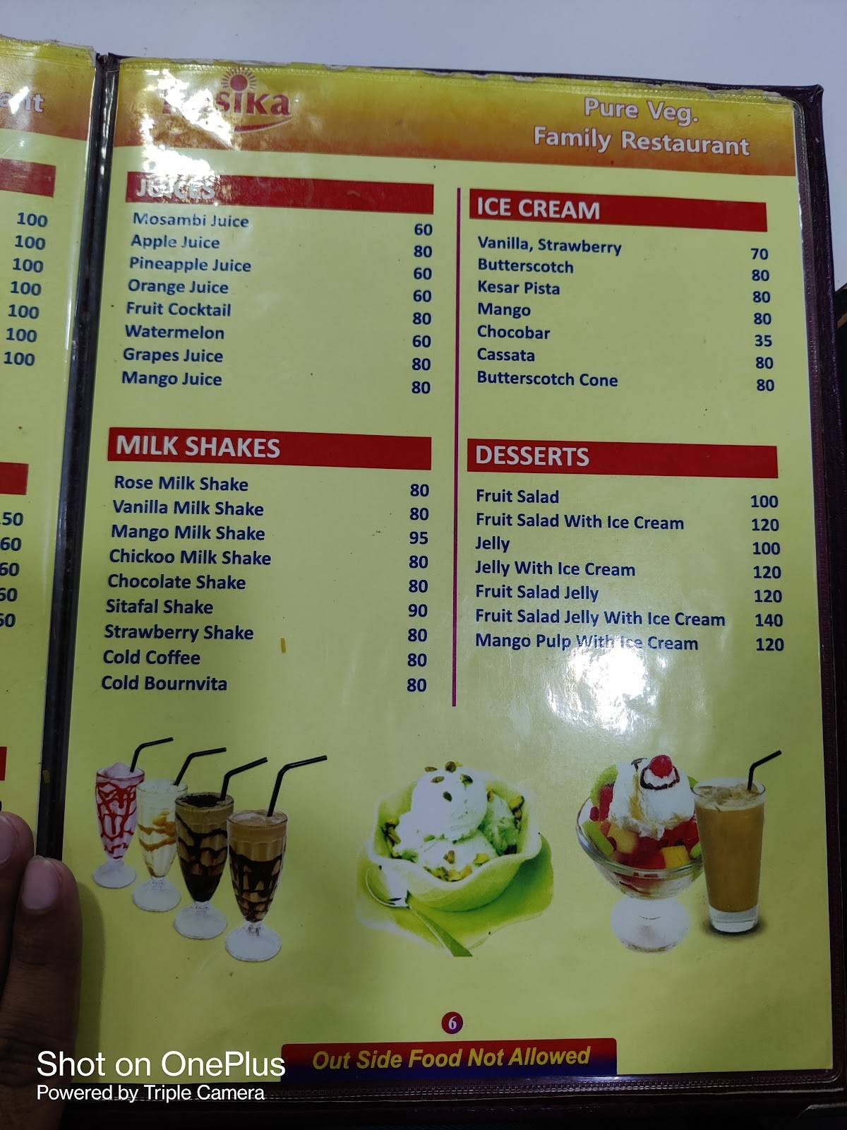 Rasika Hotel (pure veg) menu