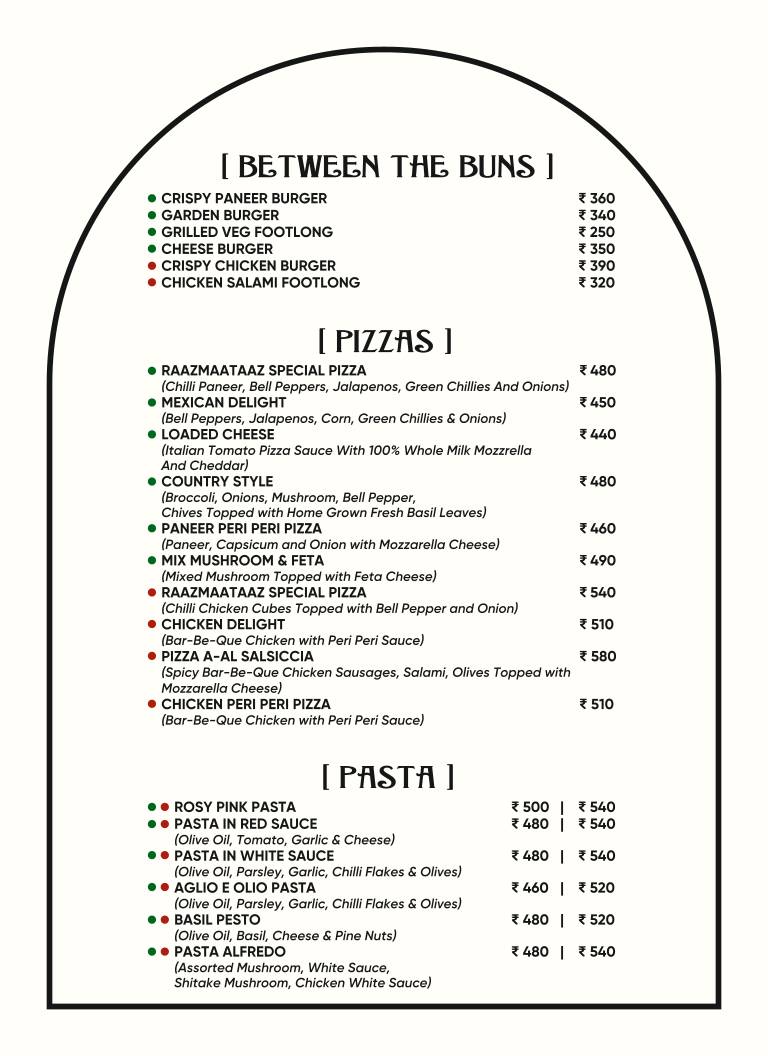 Razzmatazz Cup N Cake menu