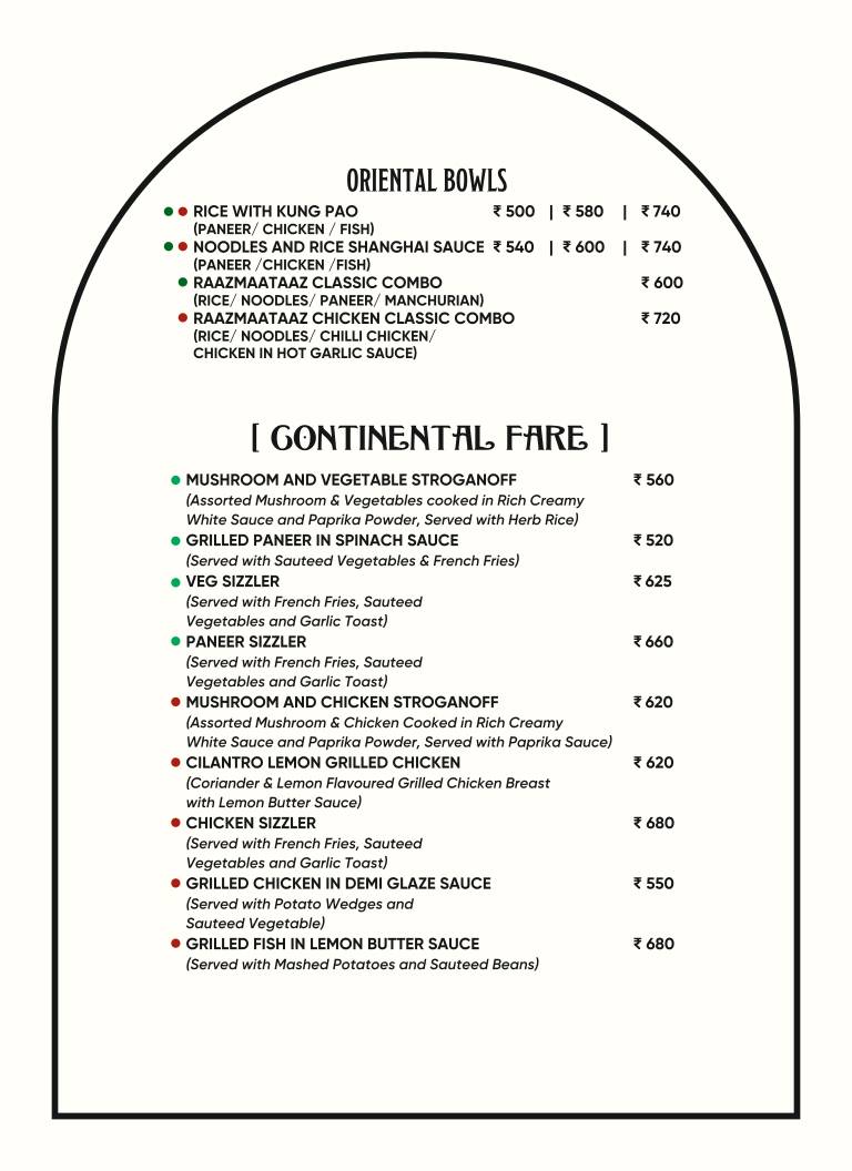 Razzmatazz Cup N Cake menu