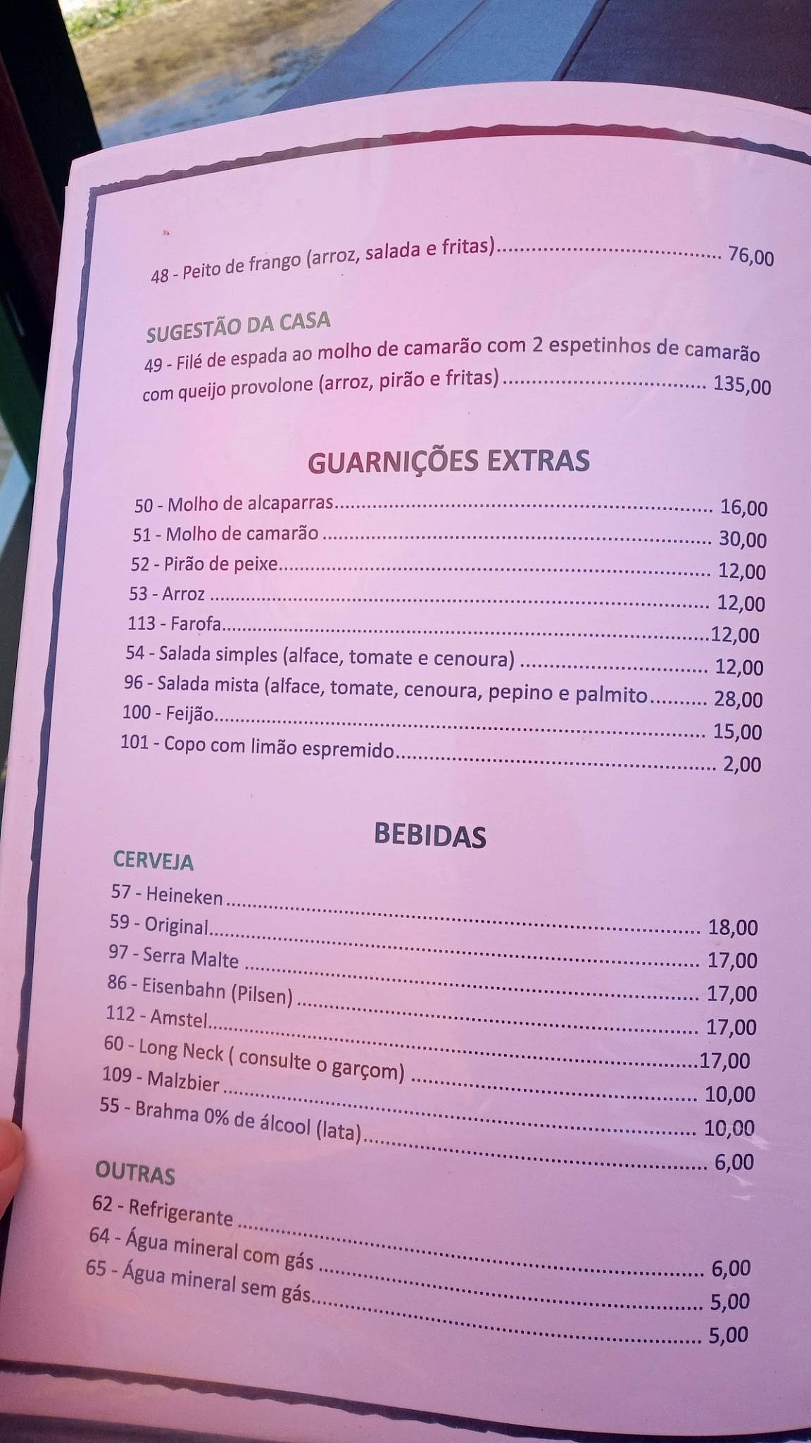 Recantinho Bar & Restaurante cardápio