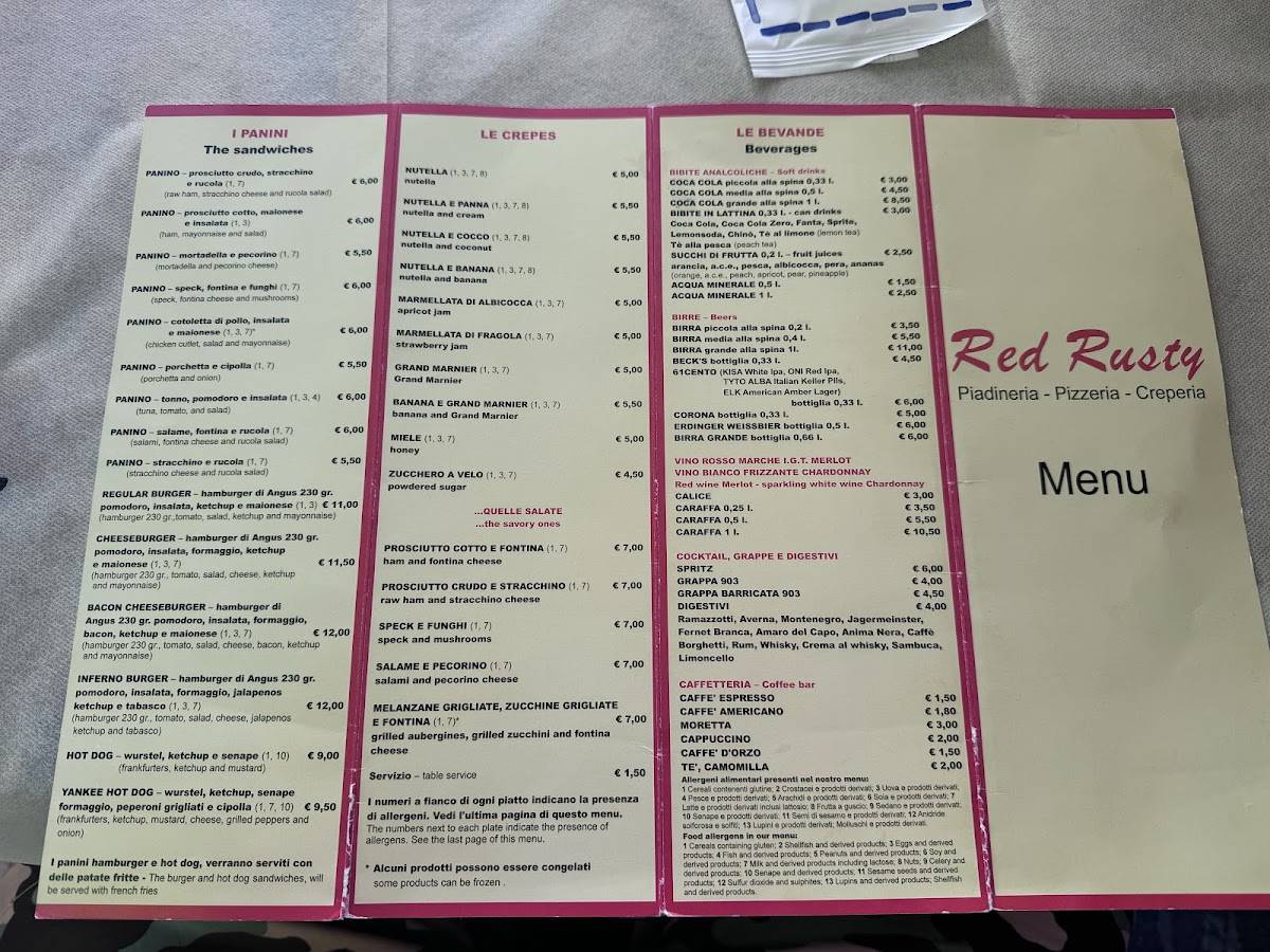 Menu di Red Rusty 