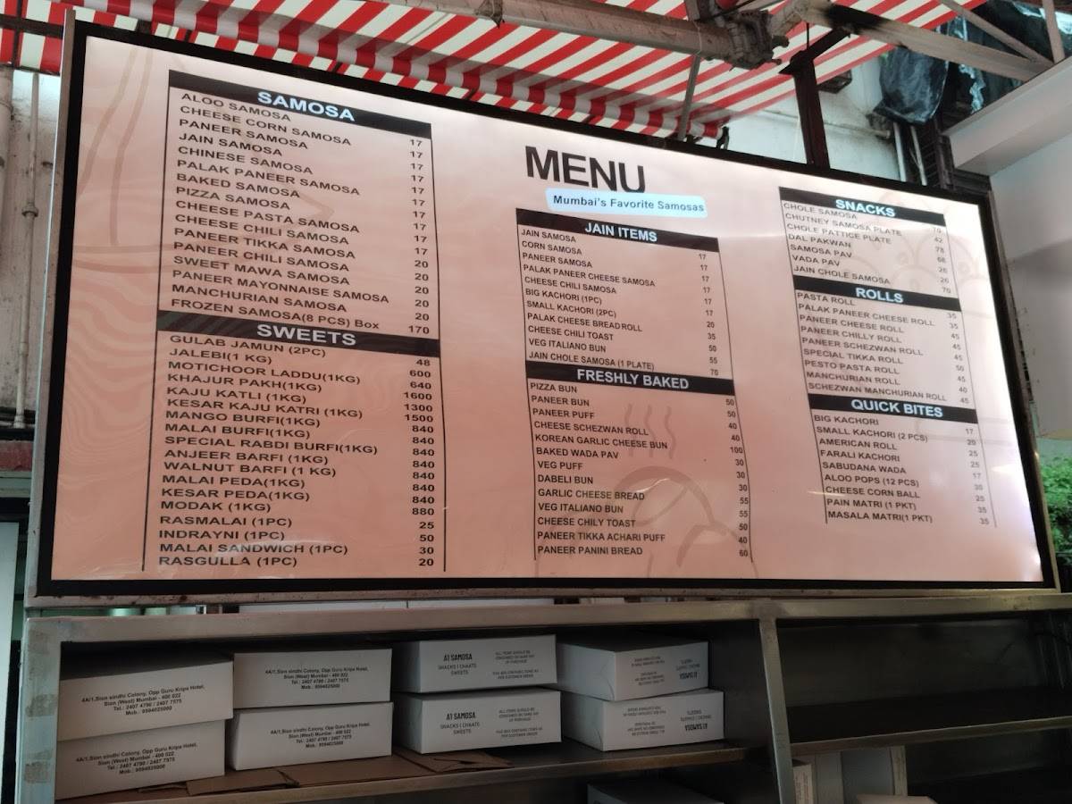 A1 Samosa menu