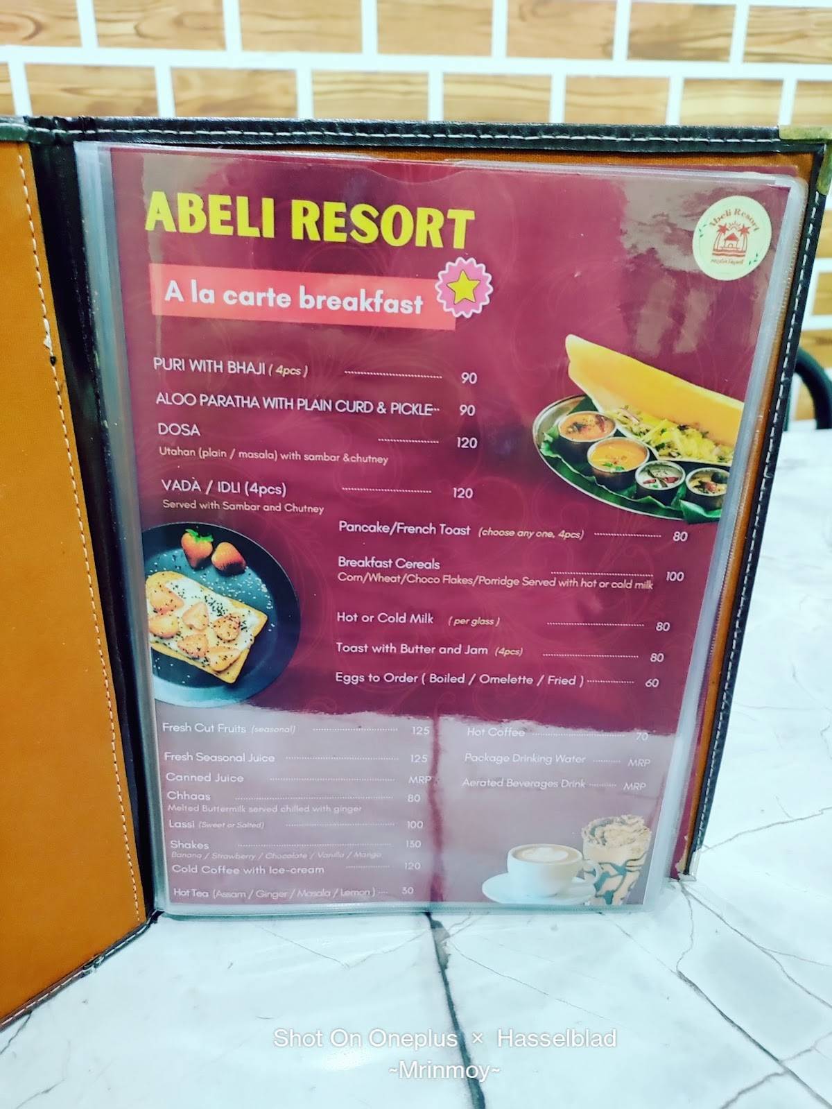 Abeli Resort menu