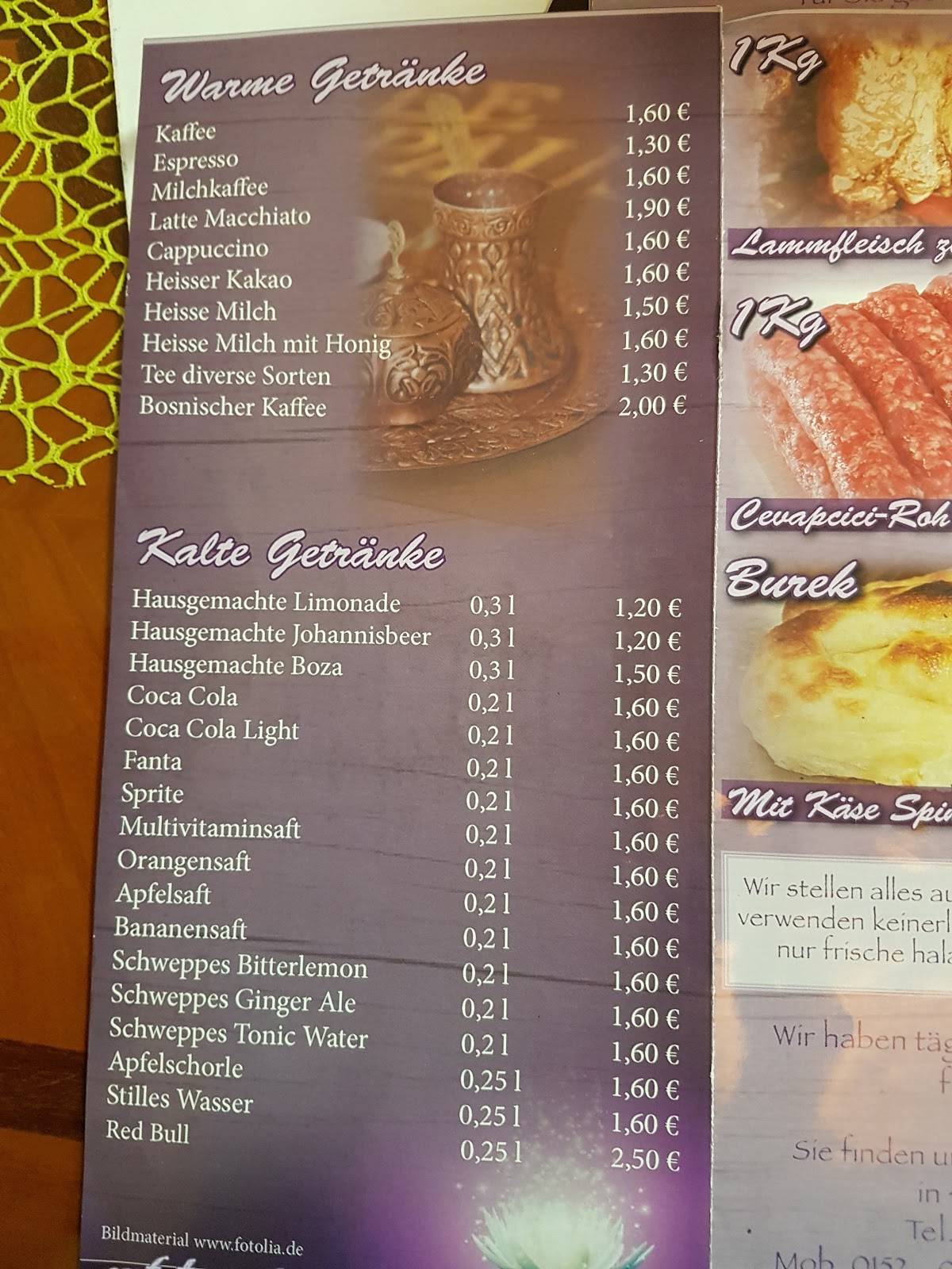 Menu de Restaurant Aida