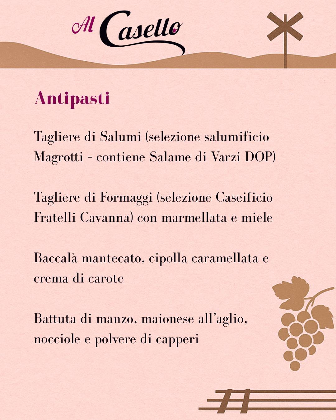 Menu di Al Casello di Retorbido 