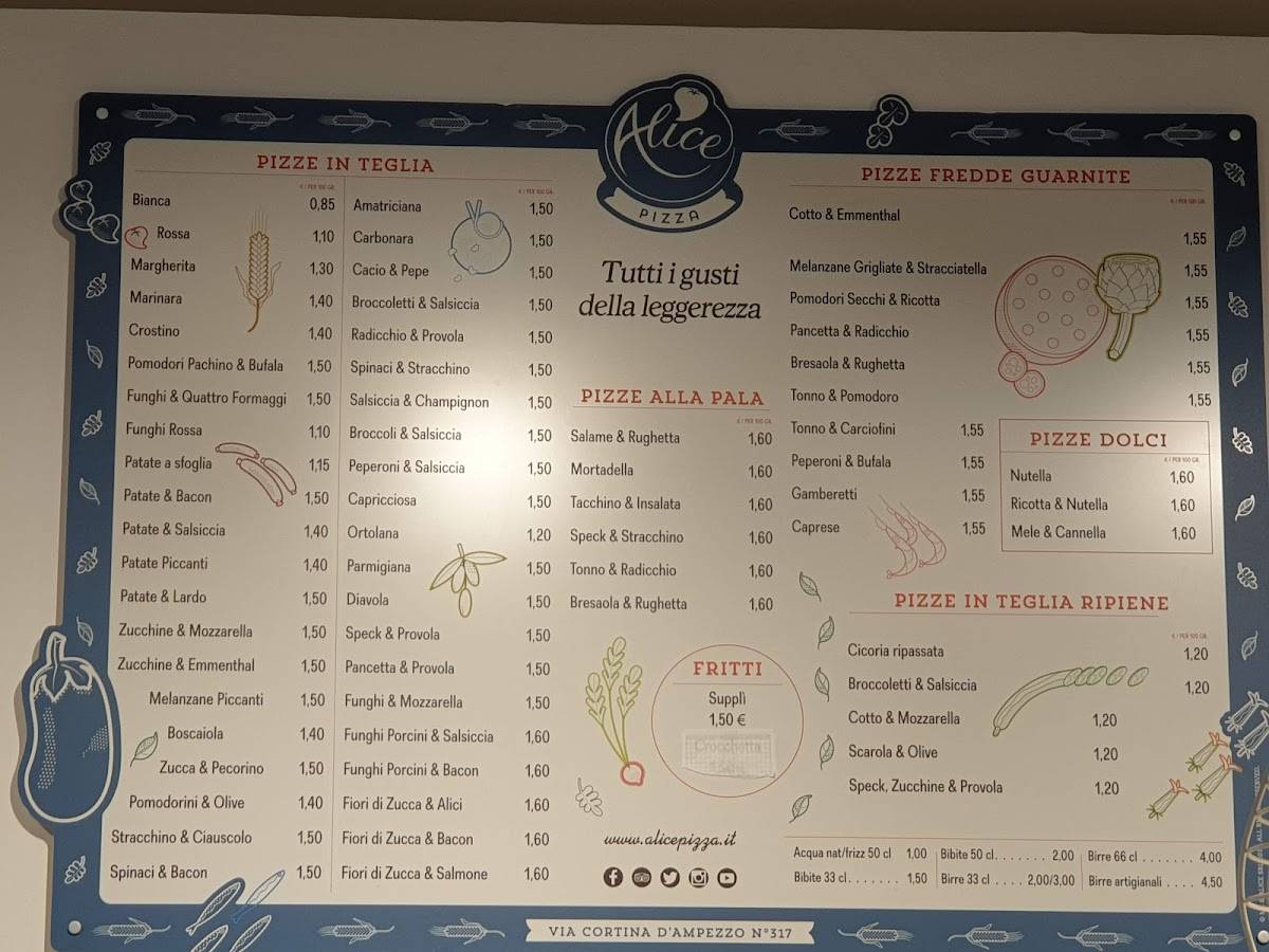 Menu di Alice Pizza 