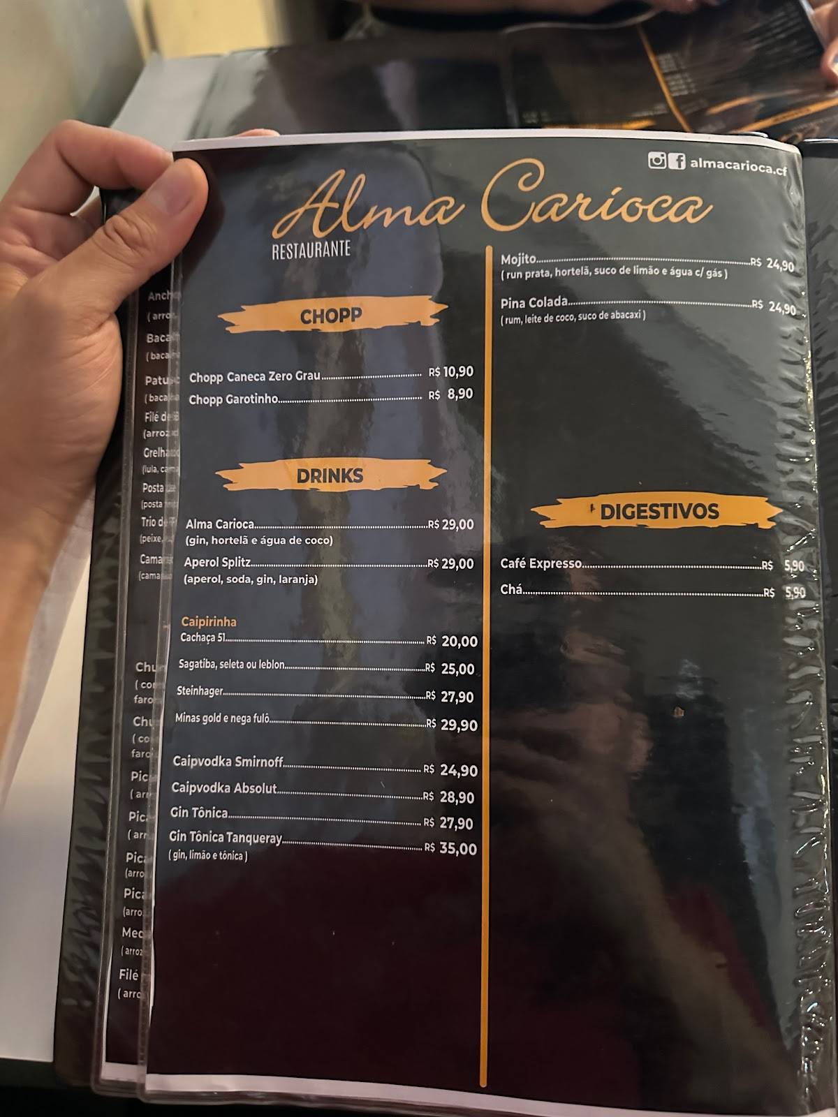 Alma Carioca cardápio