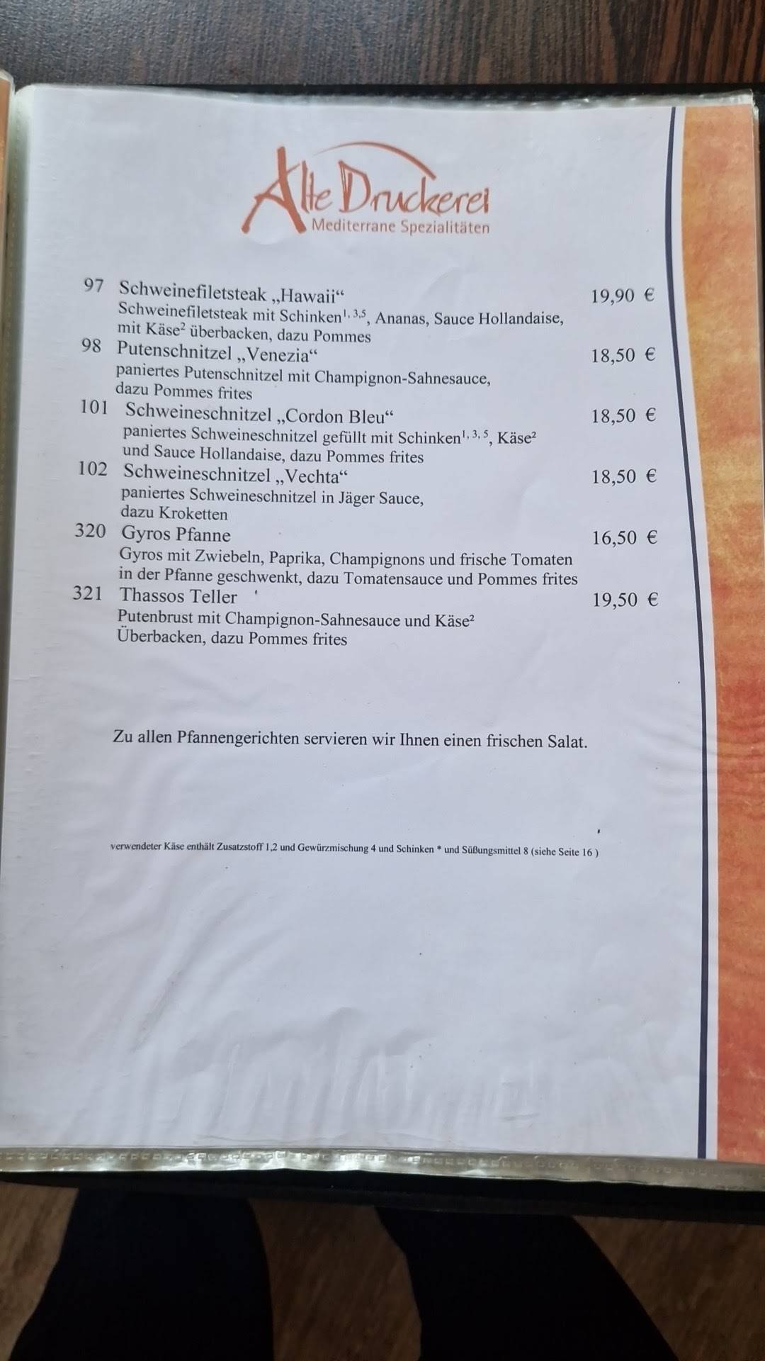 Speisekarte von Alte Druckerei restaurant, Vechta