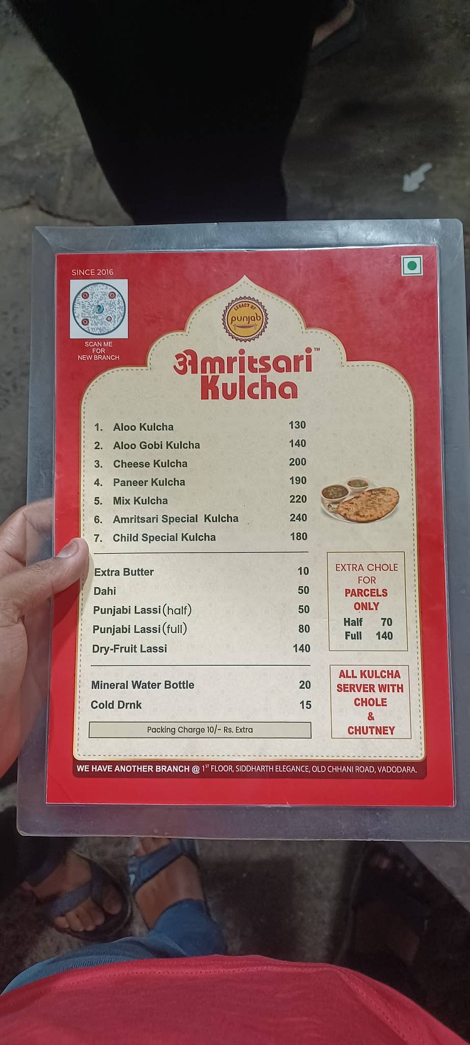 Amritsari Kulcha menu