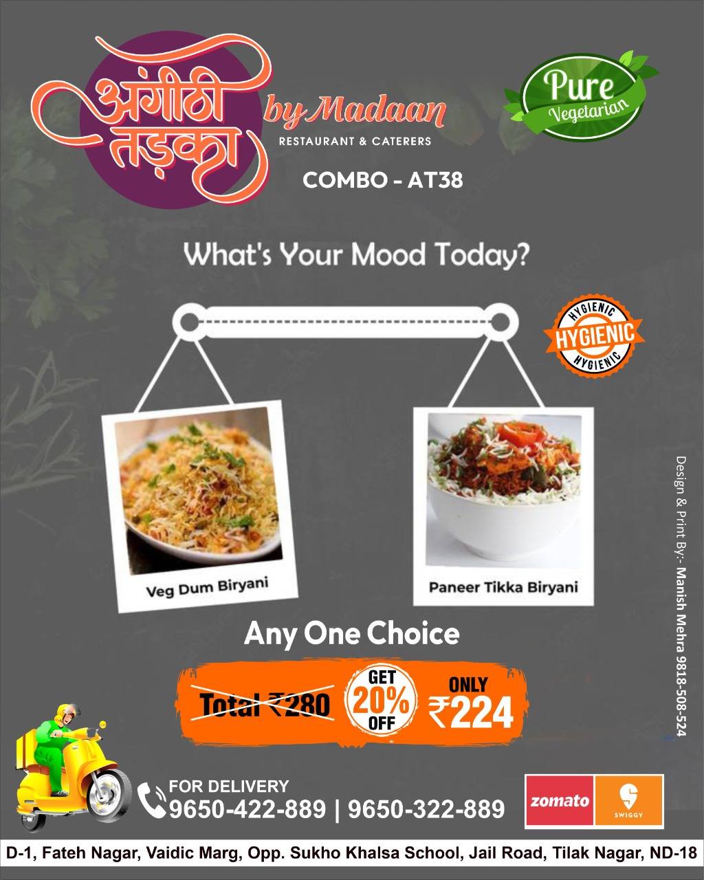 Angithi Tadka by Madaan 100% Pure Vegetarian menu