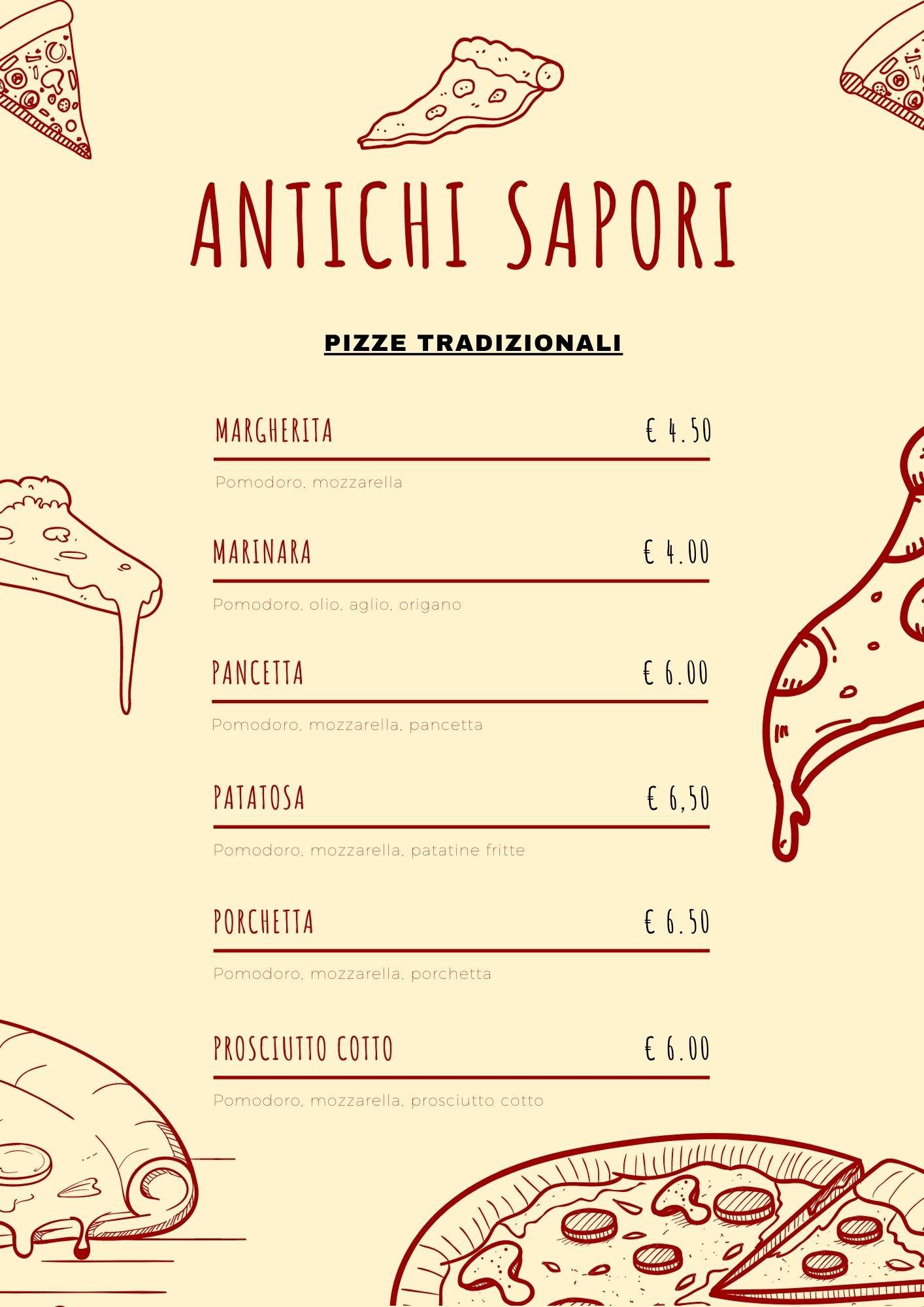 Menu di Antichi sapori trattoria pizzeria 
