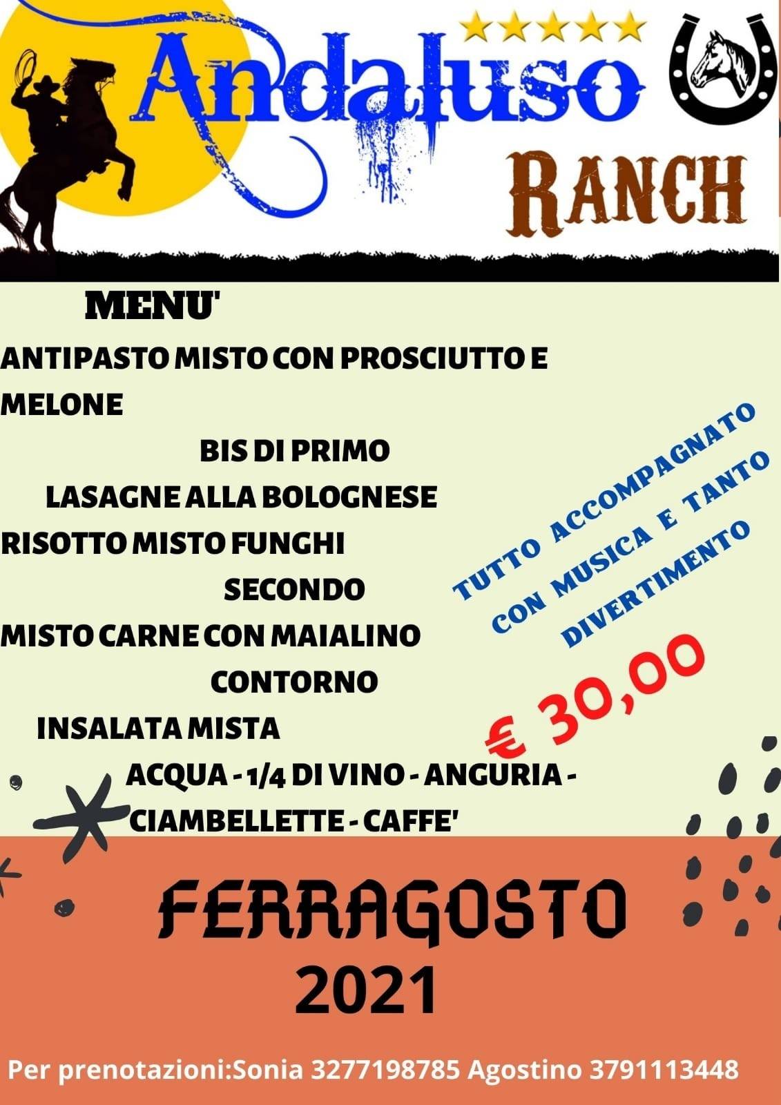 Menu di Asd ranch andaluso 