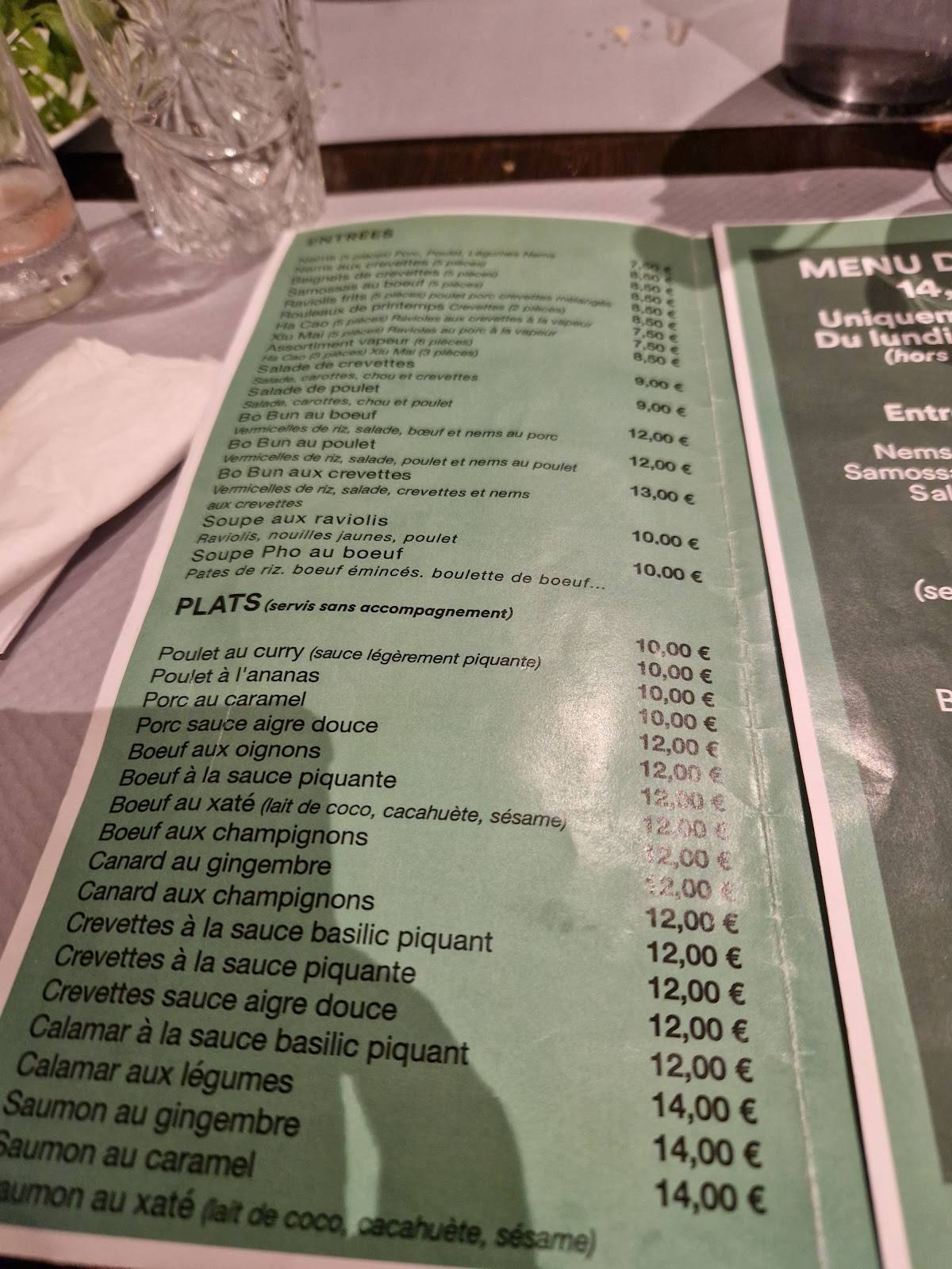 Menu de Asia Roquemaure
