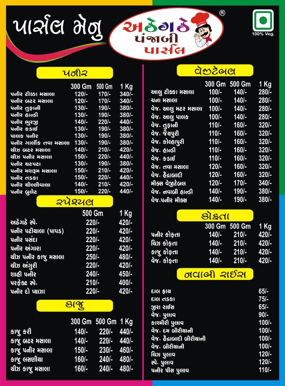 AtheGathe Punjabi Parcel menu