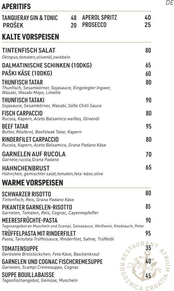 Menu di Restoran Atrium 