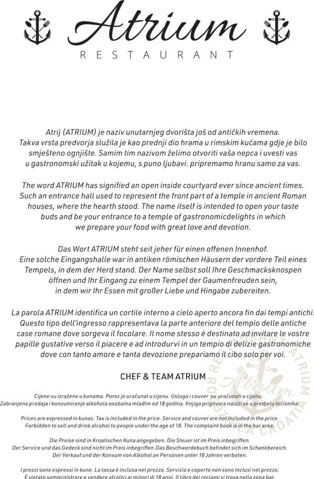Menu di Restoran Atrium 