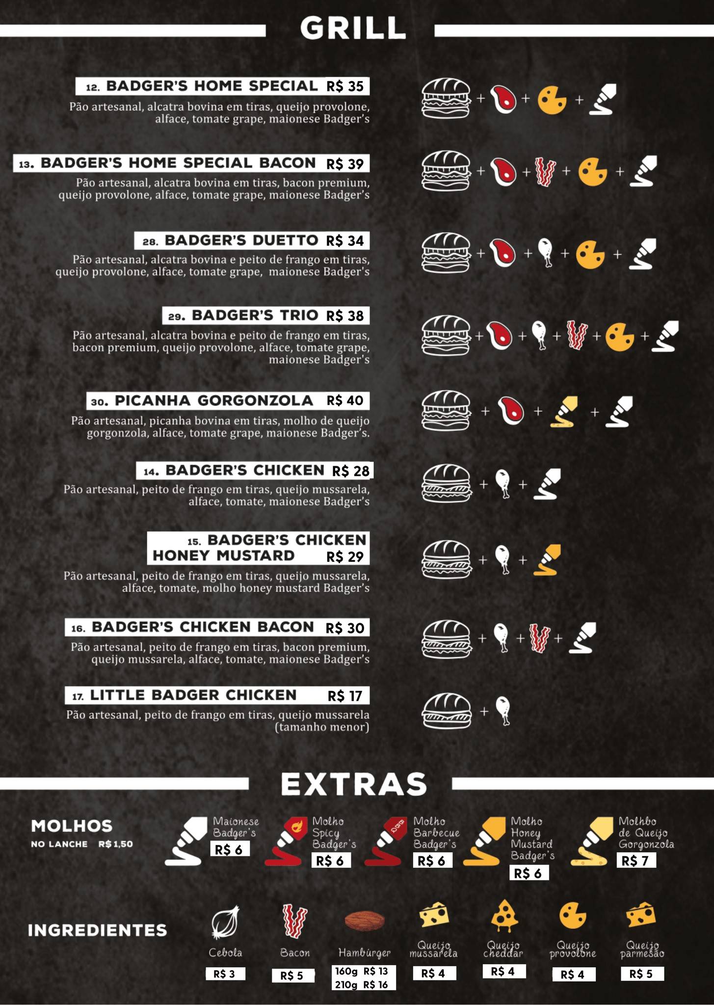 Badger's Beef Burger & Grill cardápio