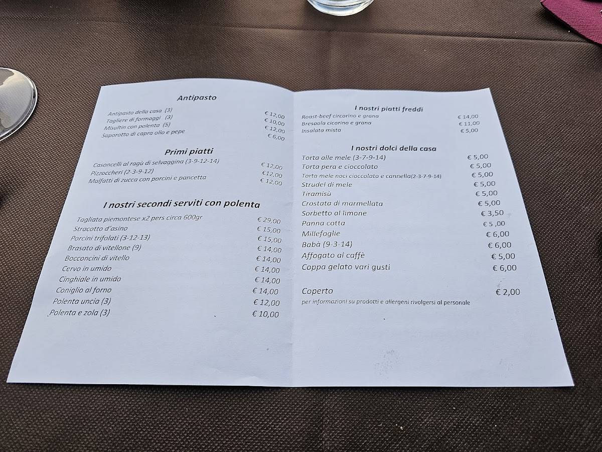 Menu di Baita carla 