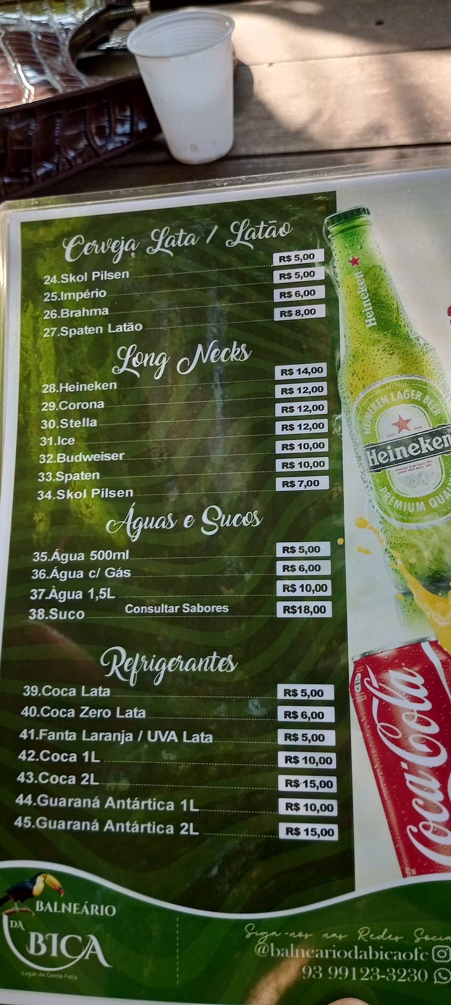Balneário da Bica cardápio