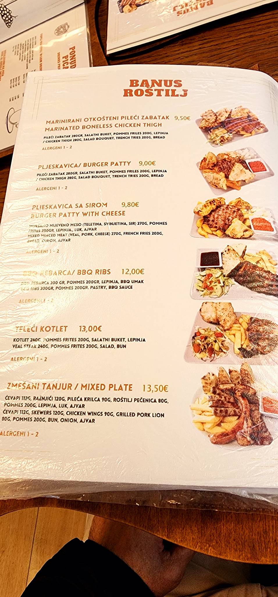 Menu di Banus Grill 