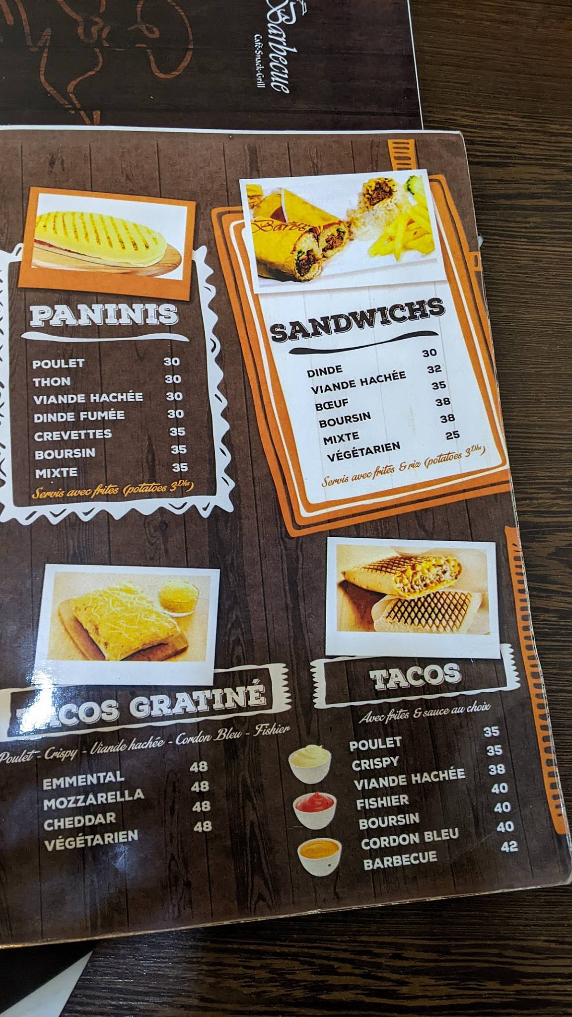 Menu de Barbecue