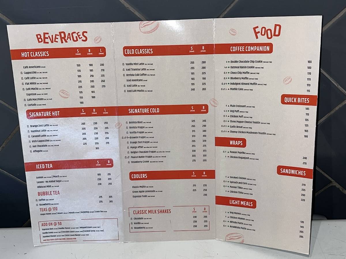 Barista menu