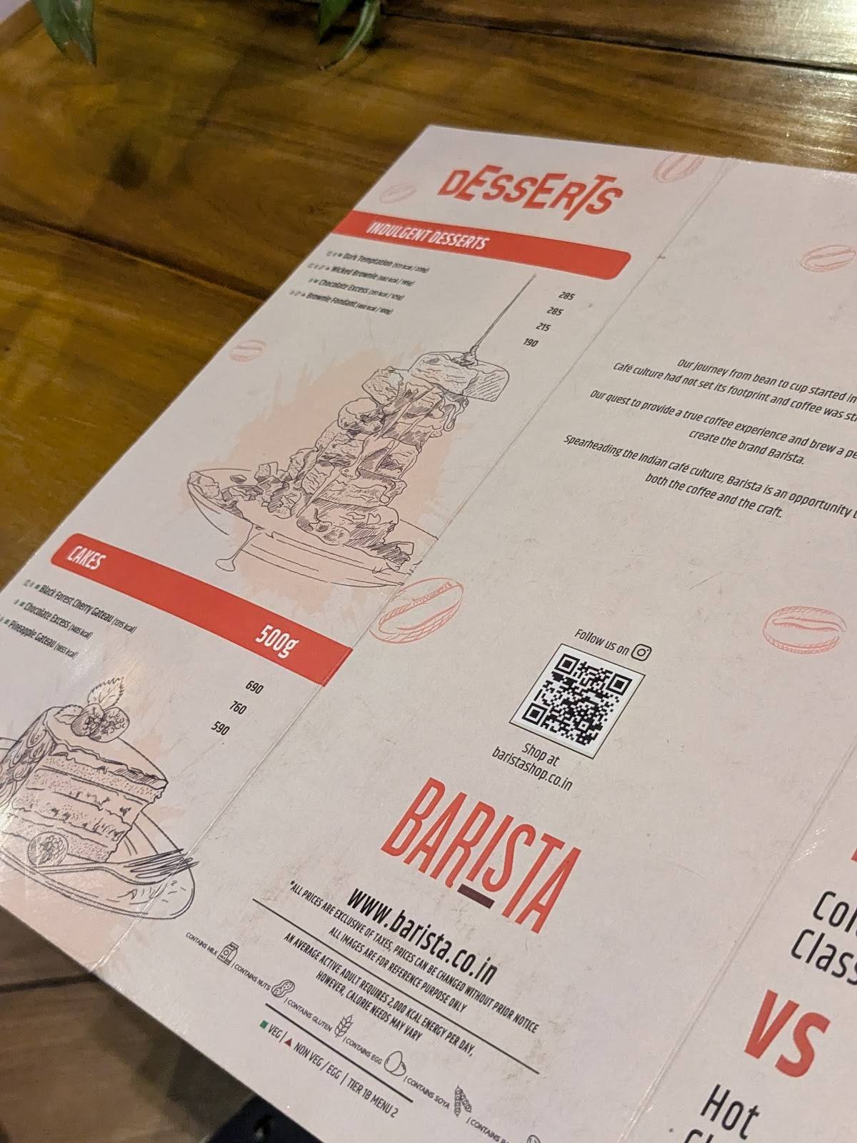Barista menu