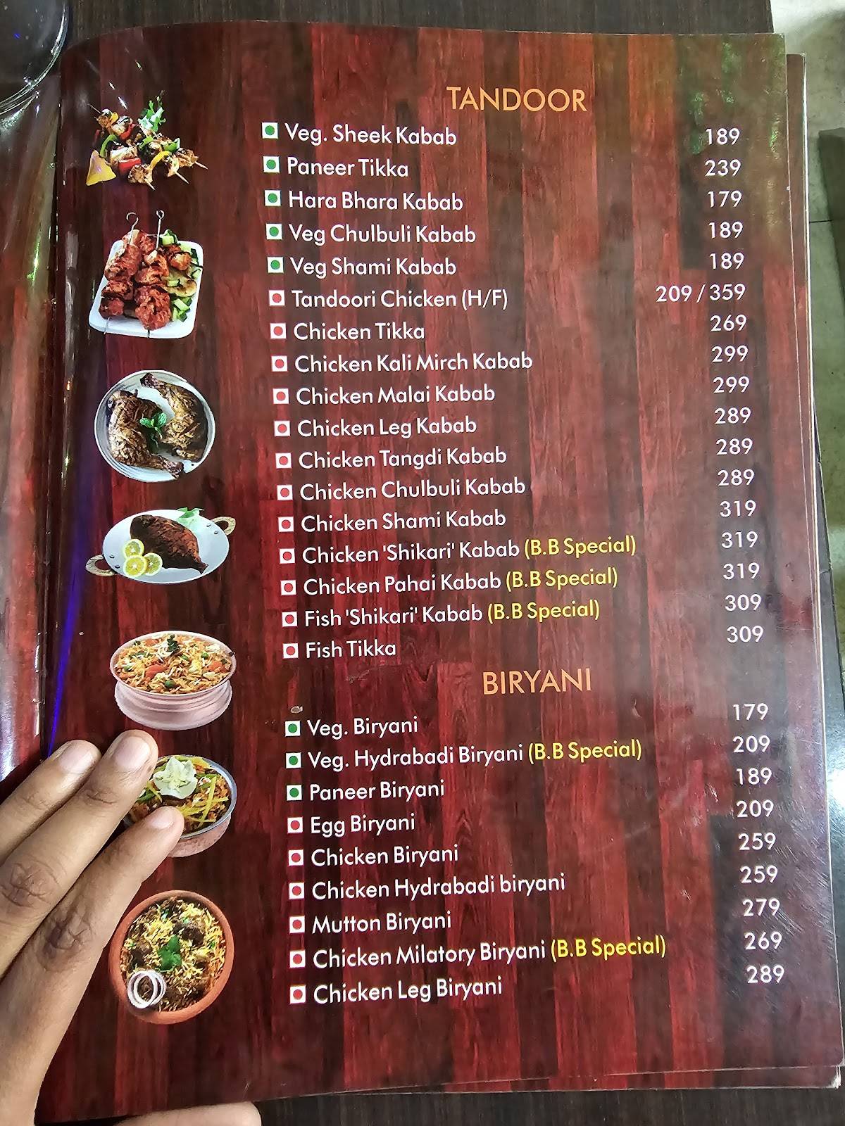 Basant bahar family restaurant menu