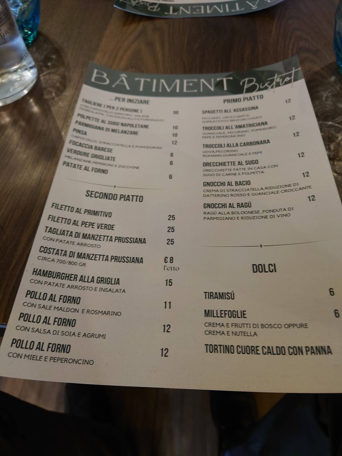 Menu di Bâtiment Taranto 