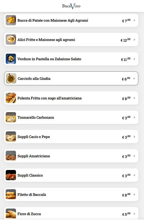 Menu di BucaVino 