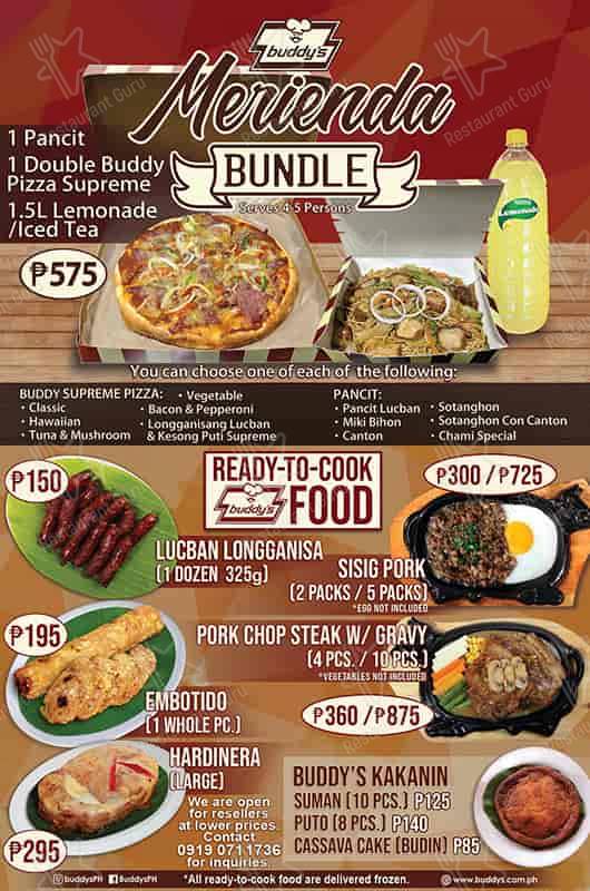 Menu at Buddy's restaurant, Quezon City, Fisher Mall