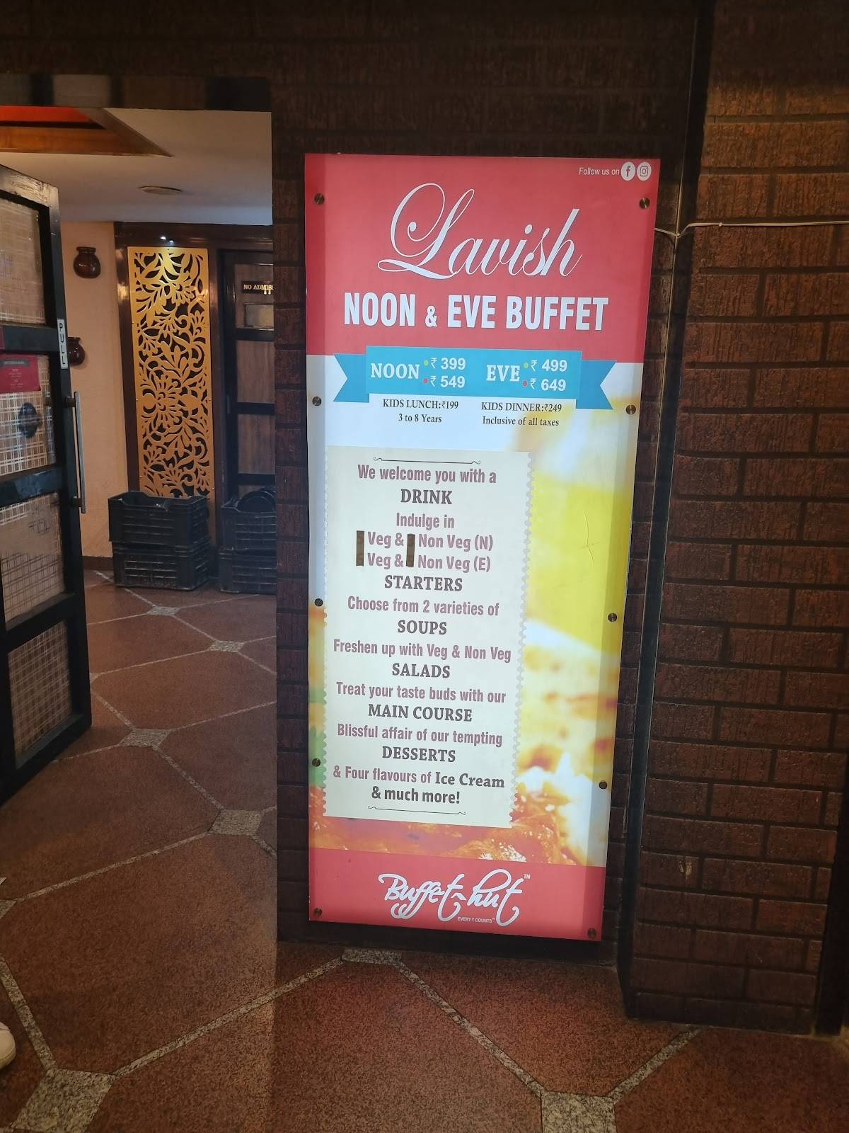 Buffet hut menu