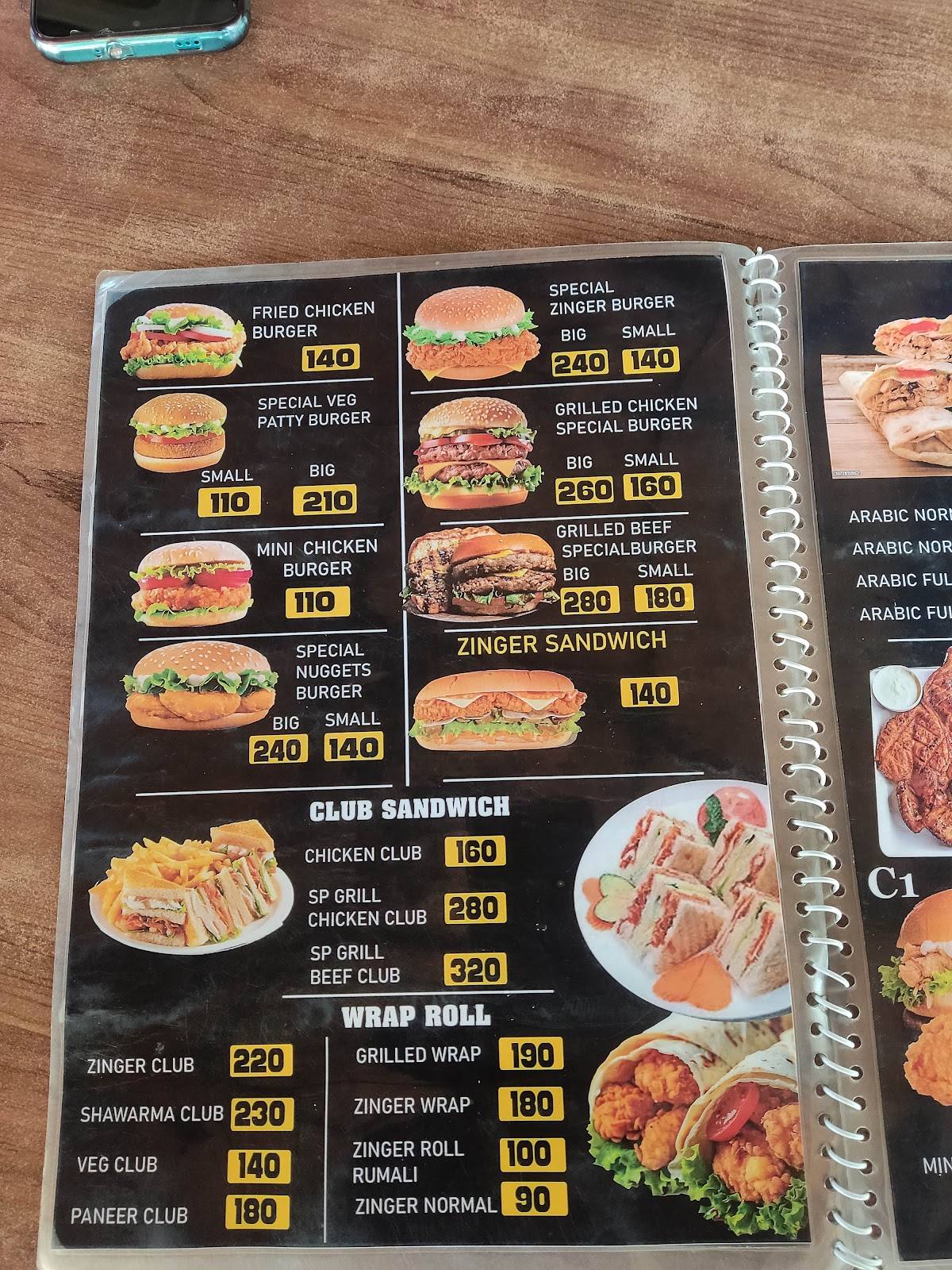 BurNight menu