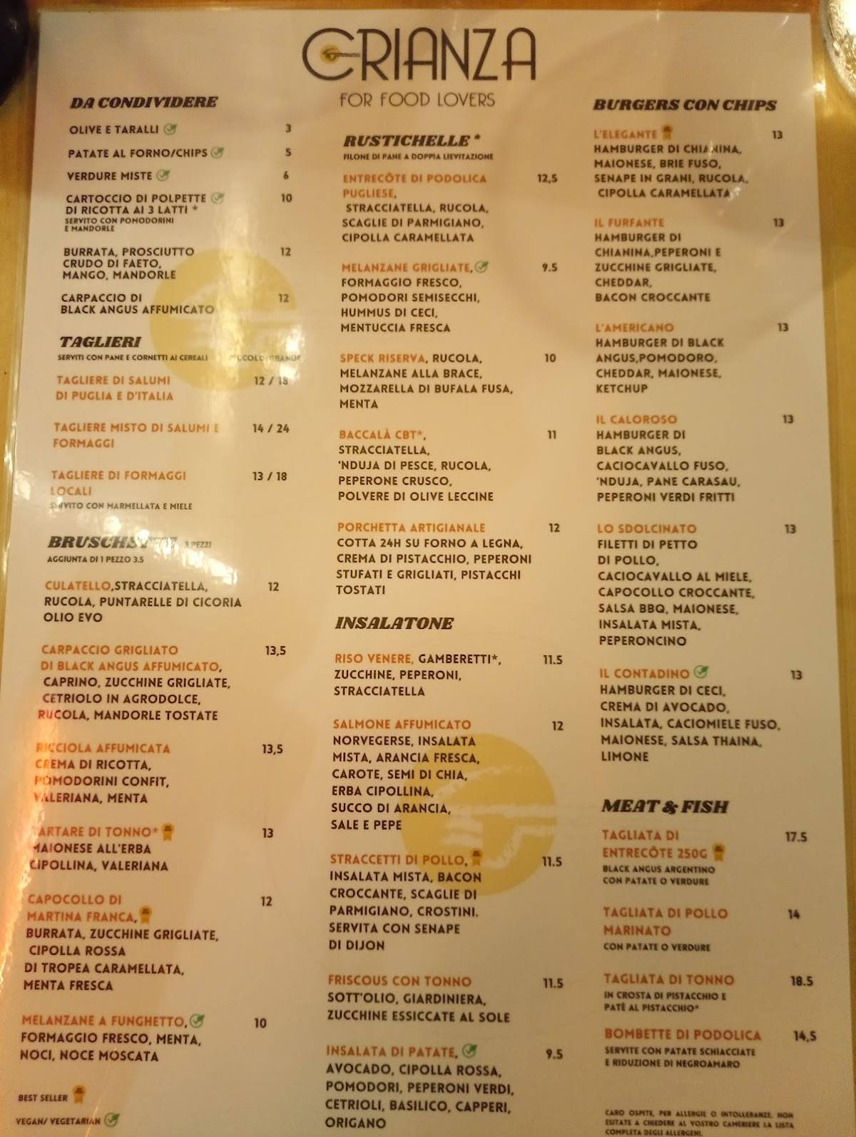 Menu di CRIANZA • for food lovers 