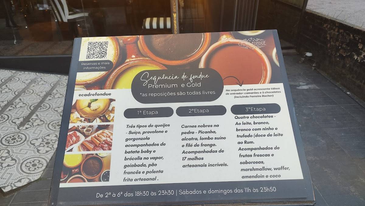 Cadre Fondue cardápio