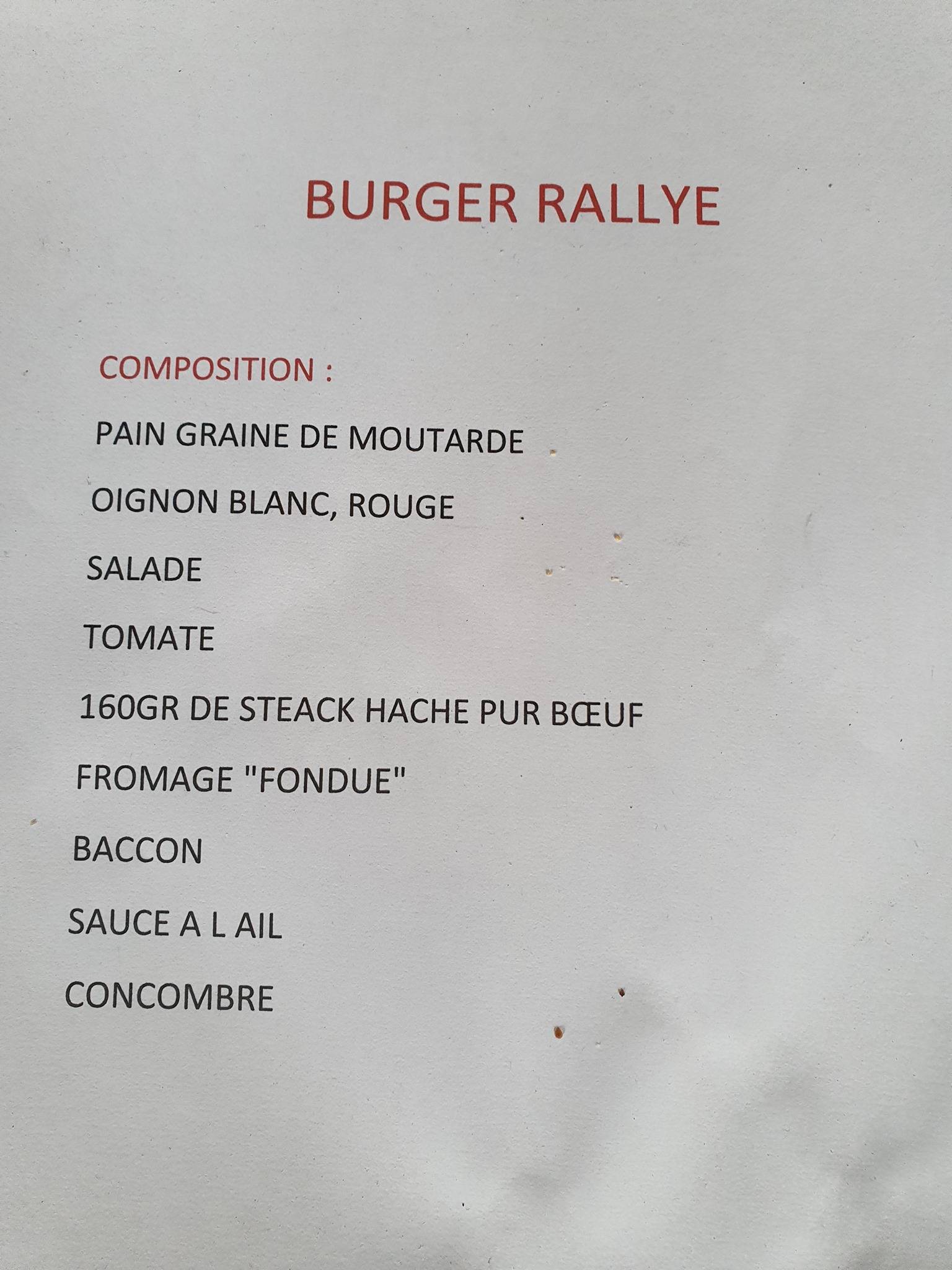 Menu di Café-Restaurant Rallye 