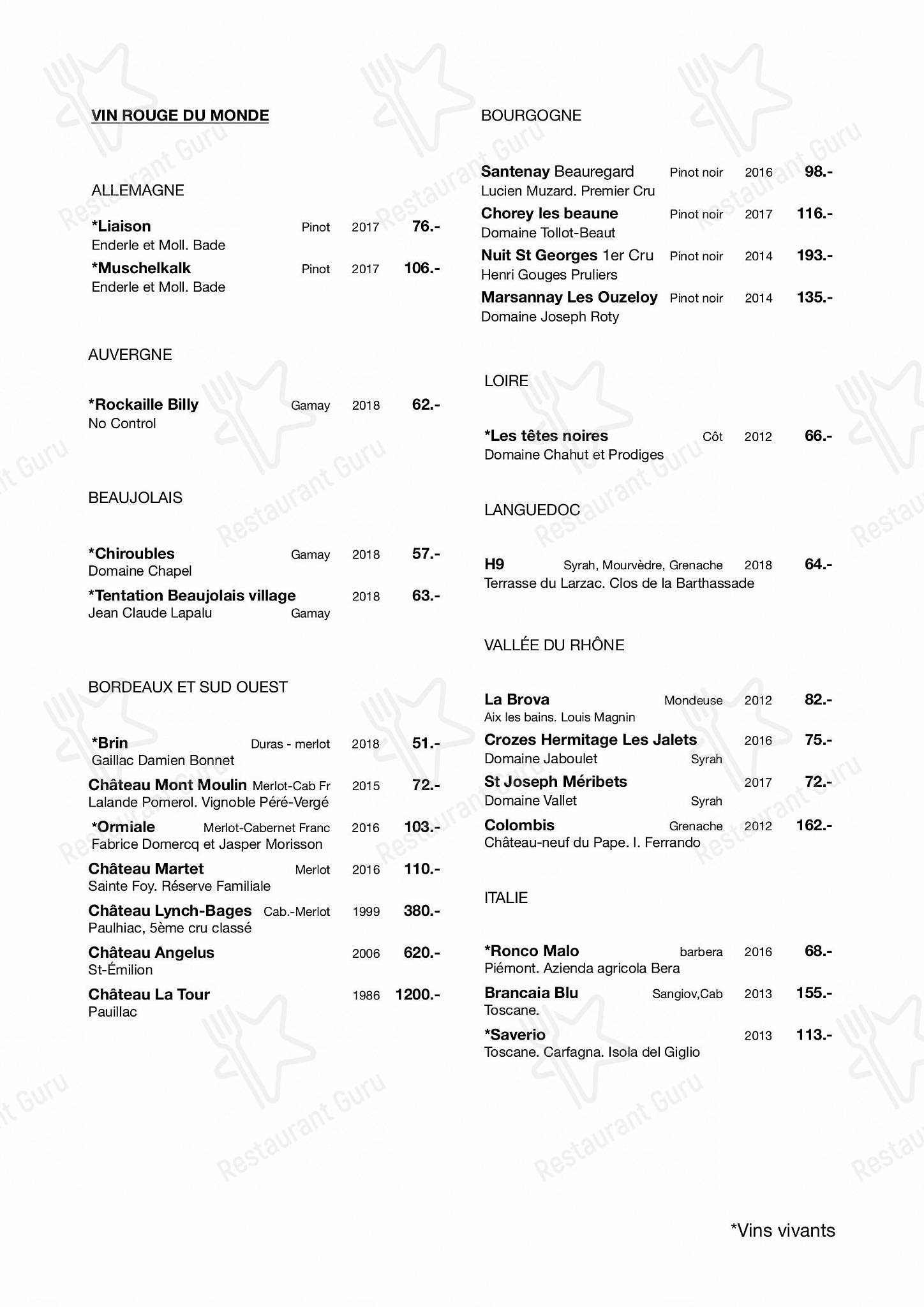 Основное меню per Café de la Paix in Ginevra