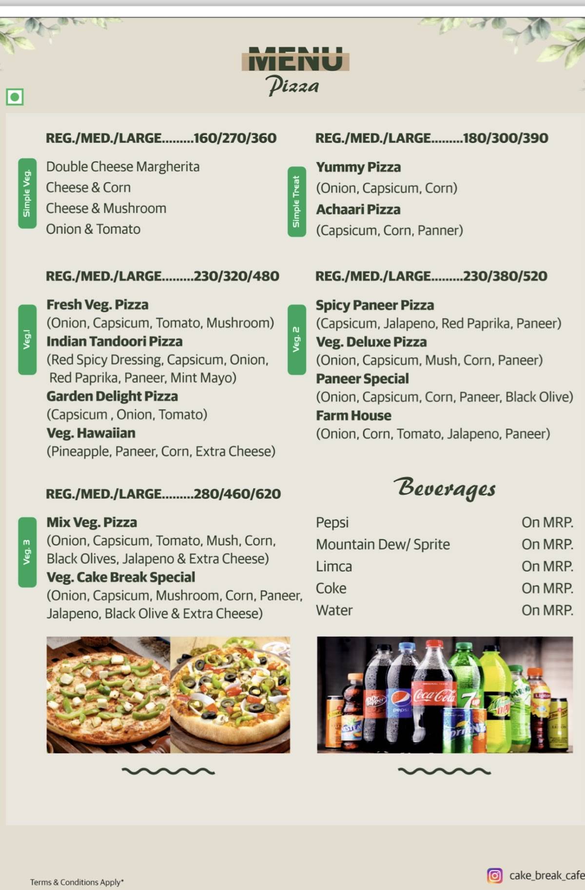 Cake Break Cafe menu