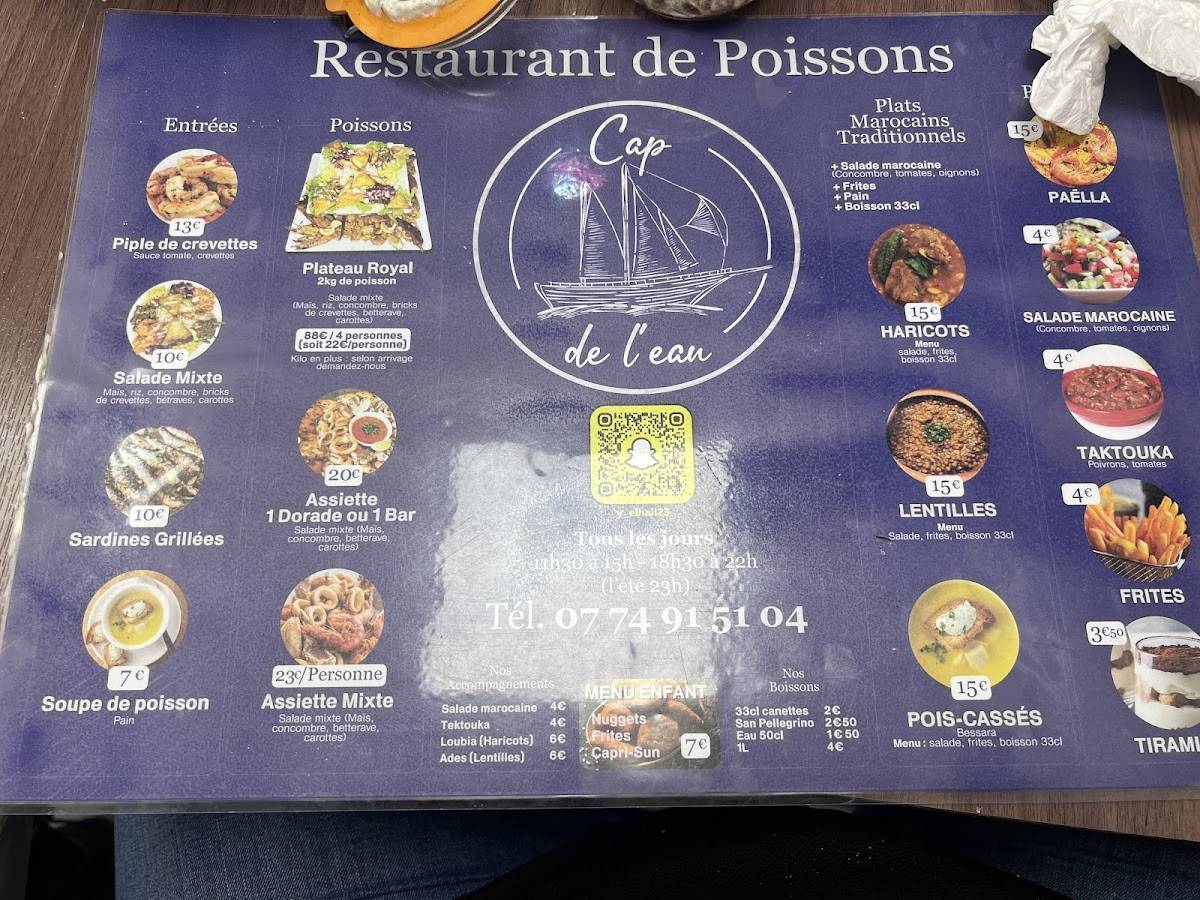 Menu de Cap de l’eau