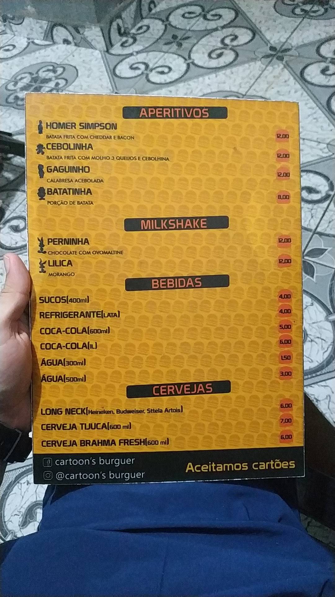 Cartoon Burguer cardápio