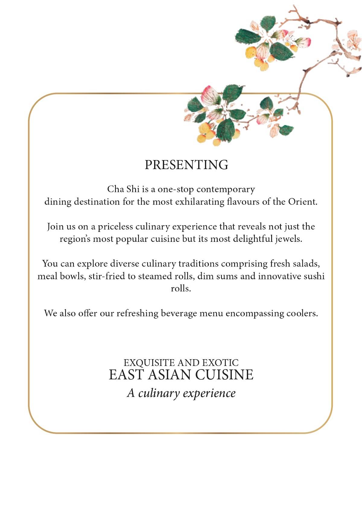 Cha Shi menu